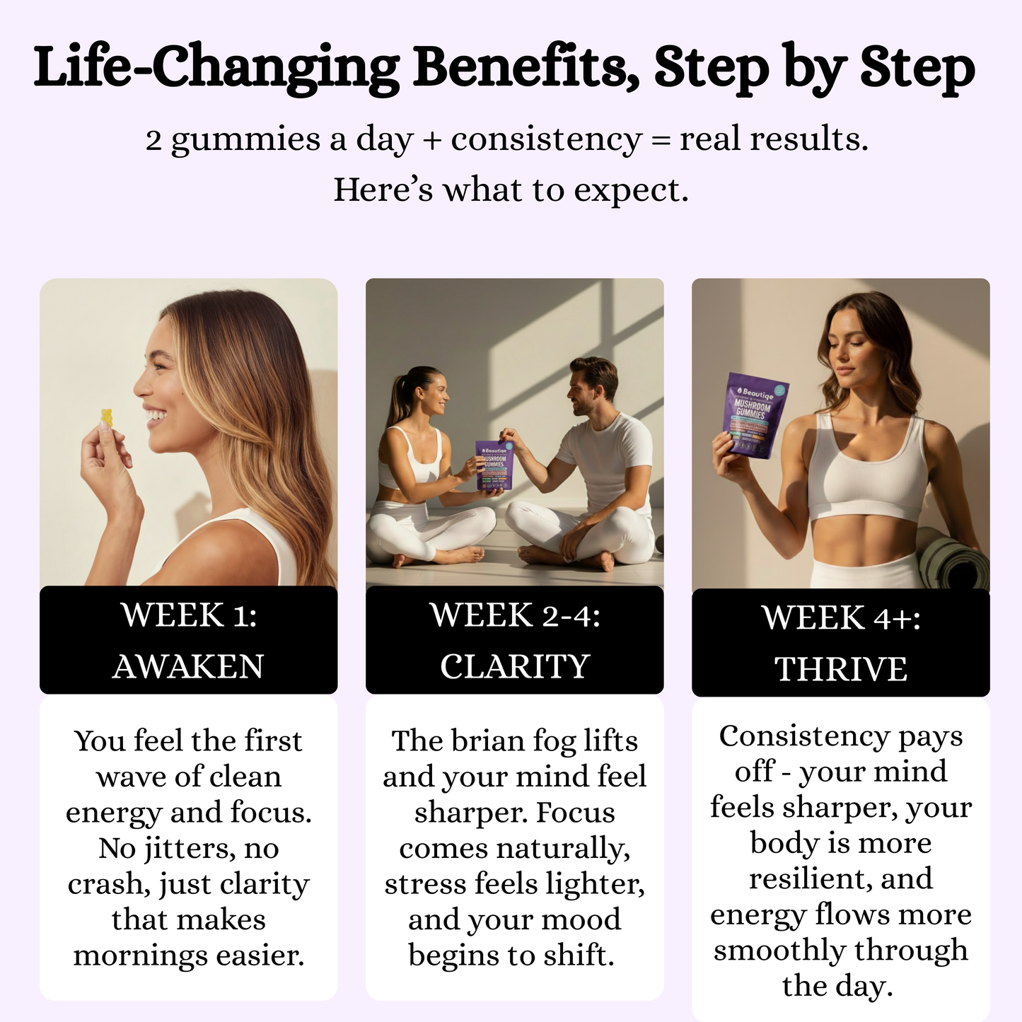 Beautiqe™ Mushroom Gummies - Daily Focus + Immunity Care