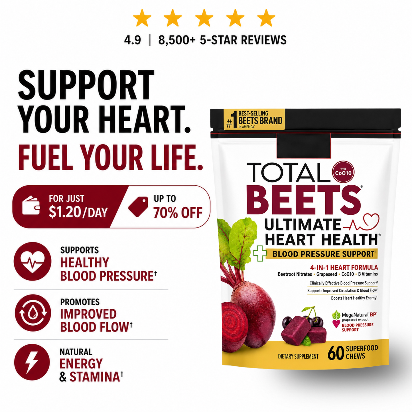 TOTAL BEETS™ – Blood Pressure Support + Strengthening Heart Health